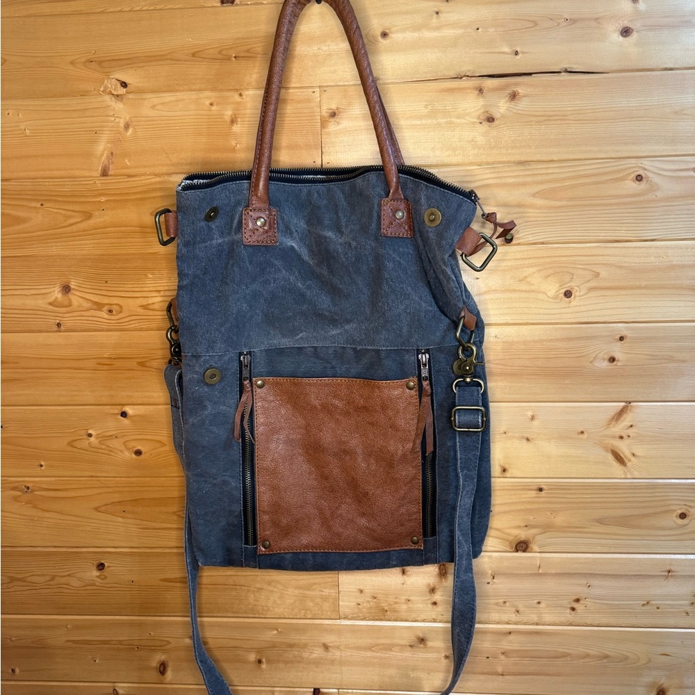 Mona B Canvas fold over Rustic Tote Purse/Bag